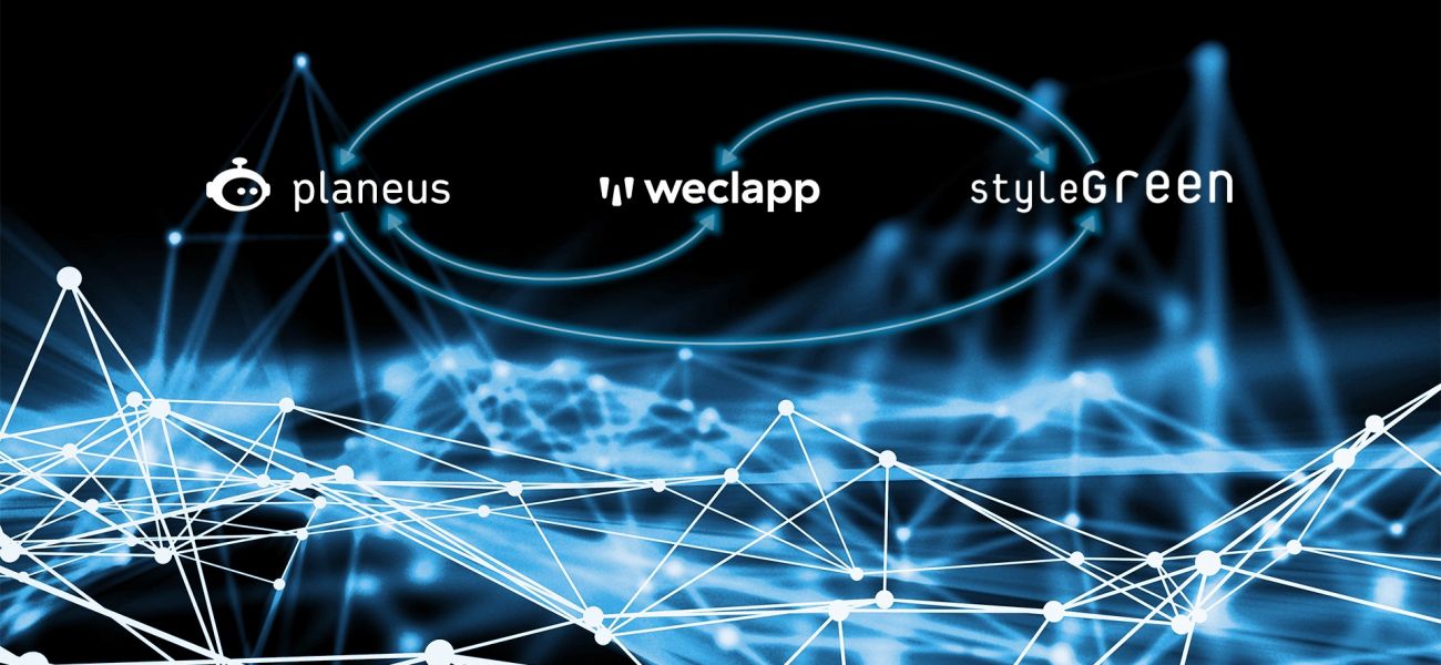 Abstract image with connected lines: weclapp as an interface between planeus and styleGreen