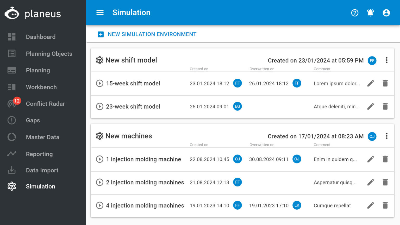 Simulation - planeus I Planning and Control - Plan smarter. Prevent sooner.